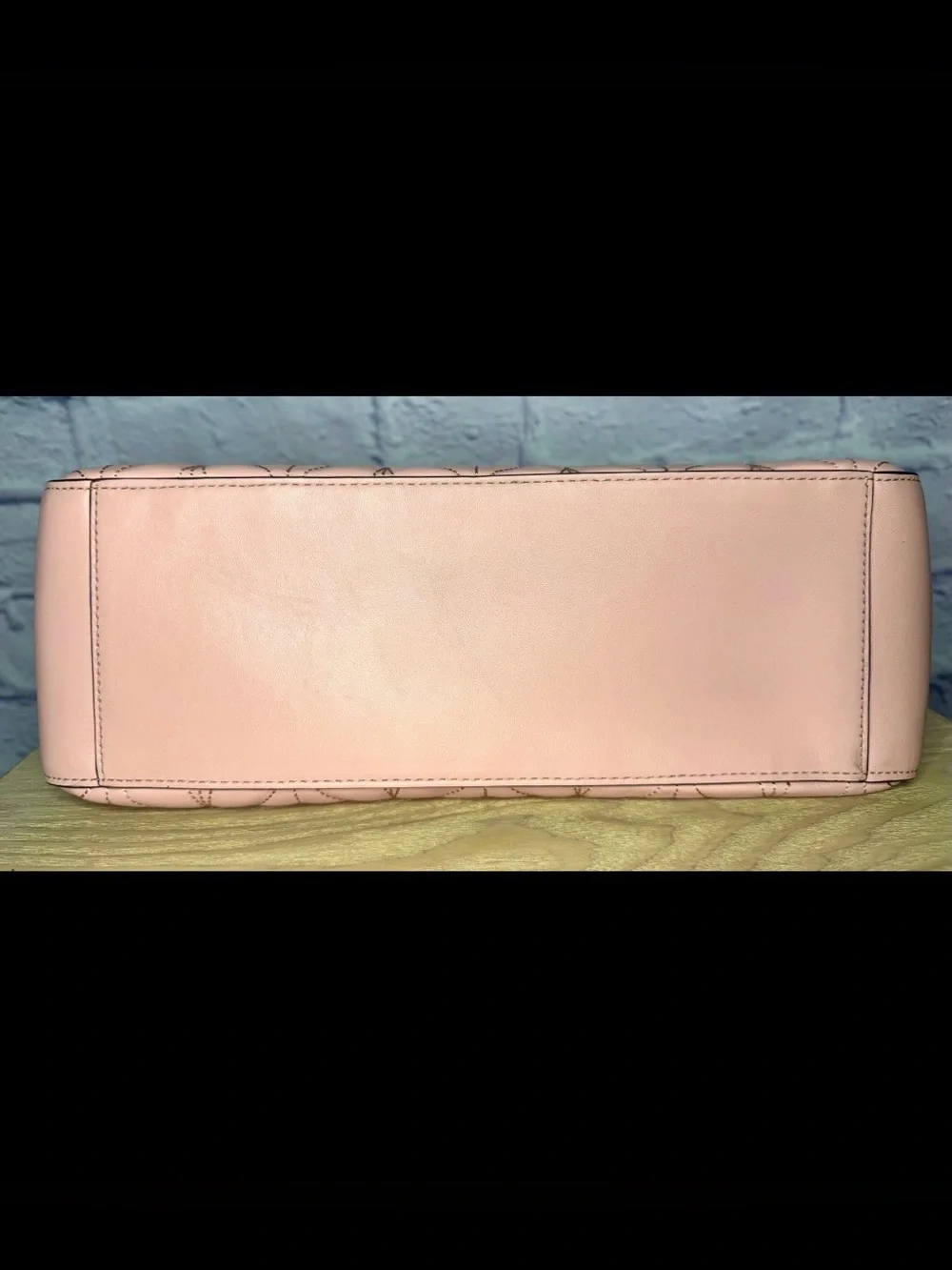 kate spade Blush Quilted Chevron Leather Shoulder Bag with Gold Chain